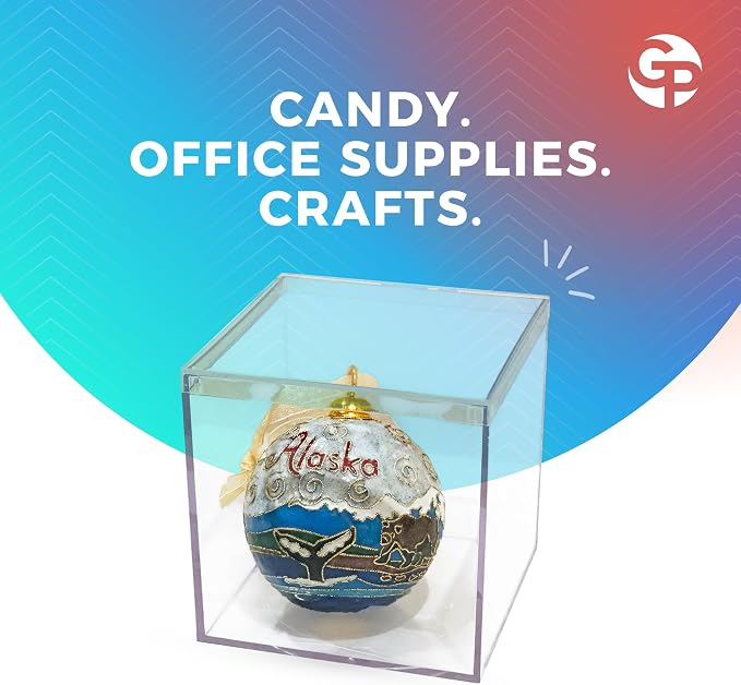 8-Pk Clear Acrylic Boxes with Lids, 4x4x4in, Candy, Party Favors & Gifts | Clear 4x4x4in boxes for candy gifts & party favors, ornaments & collectibles. BPA-free, made in USA.
