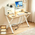 Lightdot 44"×24" White Computer Desk with Motion Sensor Light, Home Office Gaming Desk with Charging Station Pegboard, Modern Study Desk for Work Bedroom Game Kids Room Living Room