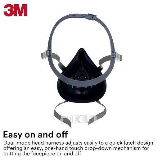 3M Reusable Respirator Half Facepiece 7503, NIOSH, Large | 3M Cool Flow Valve, Dual Airline Supplied Air Compatible, Integrated Dropdown Suspension, Bayonet Connections