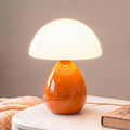 Mushroom Lamp Table Lamp for Bedroom-Small Desk Table Lamps,Orange | Ice Crackle 8.7" Mid Century Modern Table Lamps for Living Room Bedroom Decor,Ceramic Lamps for Home Room Decor,Glass Shade