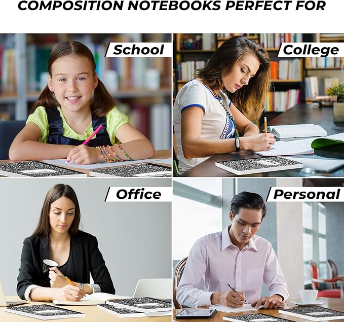 Rosmonde 1000 Pack (Pallet) Composition Notebooks Bulk, Wide Ruled, Pallet of Notebooks, 200 Pages (100 Sheets), 9-3/4 x 7-1/2, Bulk Notebooks for School, Bulk Office Notebooks, 4-7 Days Transit