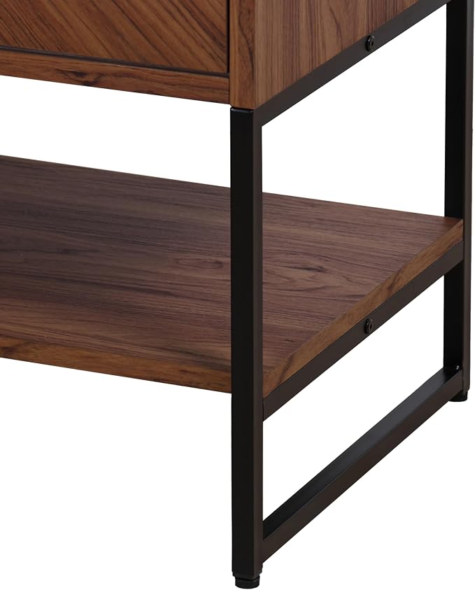 JONATHAN Y Juhl 23.5" Chevron Freestanding Bathroom Vanity Cabinet, Walnut | Modern Minimalist Design, 18" Deep 33" Tall, 2 Soft-Close Doors, Interior And Open Shelves, Sink Not Included