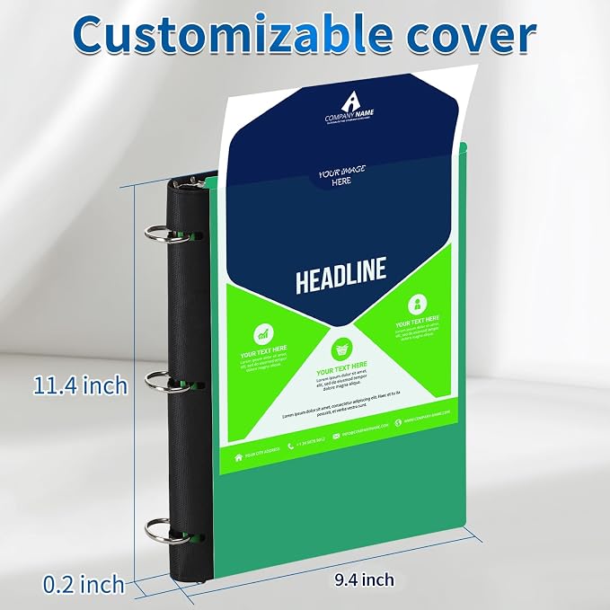 360 Degree Pivotable Binder, Upgraded 3 Ring Binder 1 inch, Flexible Binders 3 Ring, Foldable Three Ring Binders- Green