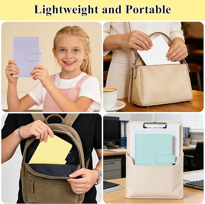 6 Pack A6 Notebook Binder, 6 Ring PU Leather Planner Binder, A6 Refillable Planner Cover Loose Leaf Personal Organizer Cover Budget Binder with Magnetic Buckle Closure for School Office Work