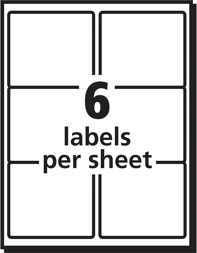Avery Printable Shipping Labels, Sure Feed Technology, 3-1/3" x 4", White, 600 Blank Mailing Labels (8464) (Pack of 5)