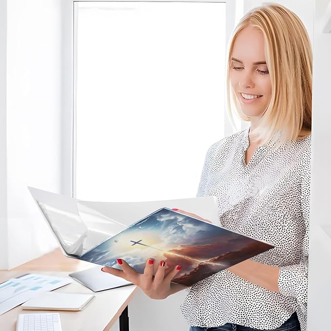 SPRIPORT Lighting Sky 1.5 Inch 3 Ring Binder Holds 200 Sheets for Office Supplies Durable PVC Round Ring Binder with Interior Clear Pockets 3 Ring Notebook Binder for Woman Man Work Home