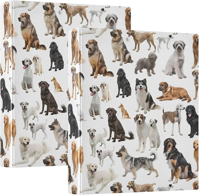 3 Ring Binder, Various Types of Dogs File Folder Holds 200 Sheets File Storage for Women Men School Office Supplie