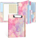 Rouidr Mini 3 Ring Binder with clipboard, 1 inch Round Binder Organizer, 8.5"x5.5" Cute Binder with 5 Dividers Tabs & Clear Sleeves, School Supplies, Office Supplies