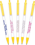 911PENS USA Made, Personalized Writing Ink Ballpoint Novelty Pens, Custom Printed with Your Logo & Text (Pack of 50 White Pens with Yellow Trim)