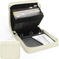 SUNEE Zipper Binder with Handle, 1.5 Inch O-Ring, 325 Pages Capacity, with 5-Tab Expanding File Folder for Classified Storage, Small Size Lightweight Zipper Bag for Middle School Students, Soft Beige