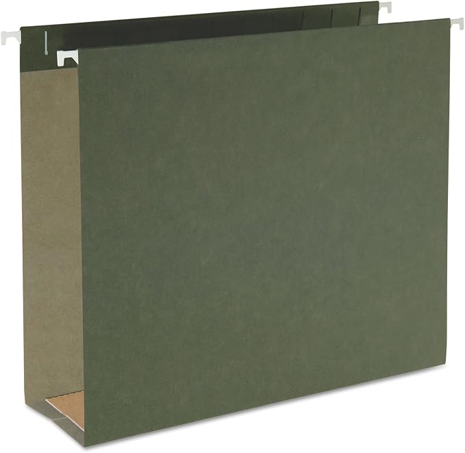 Smead Supplies Extra Capacity Hanging File Folders, 25 Reinforced Hang Folders, Heavy Duty 3 Inch Expansion, Designed for Bulky Files and Charts, Letter Size, Standard Green, 25 Pack (64279)