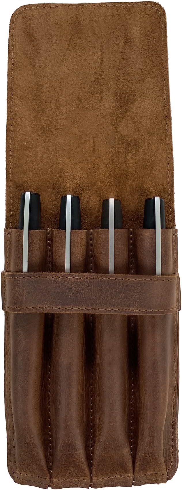 Pen Holder, Pencil Case, Minimalist Style Holder, Classic Storage, Full Grain Leather, Handmade, Bourbon Brown