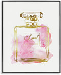 Stupell Industries 'Glam Perfume Bottle Gold Pink', Framed Giclee Art, Black, 24 x 30 Inches, Easy to Hang and Sturdy, Made in USA, by Amanda Greenwood | Stupell Industries | Black, 24 x 30 Inches, Easy to Hang and Sturdy, Made in USA, by Amanda Greenwood
