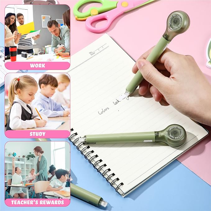 Gersoniel 10 Pack Correction Tape Pen for School Office,Green Color
