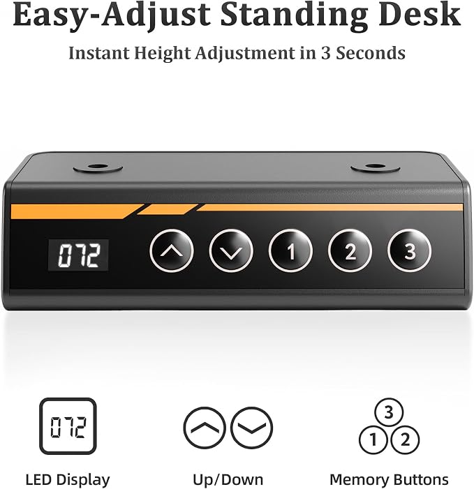Claiks Electric Height Adjustable Standing Desk, 55x24 Inch, Black | Smooth Height Adjustment, 3 Memory Presets, Cable Management Hub&Hook, Stable Steel Frame, 176lbs Capacity, Easy Assembly