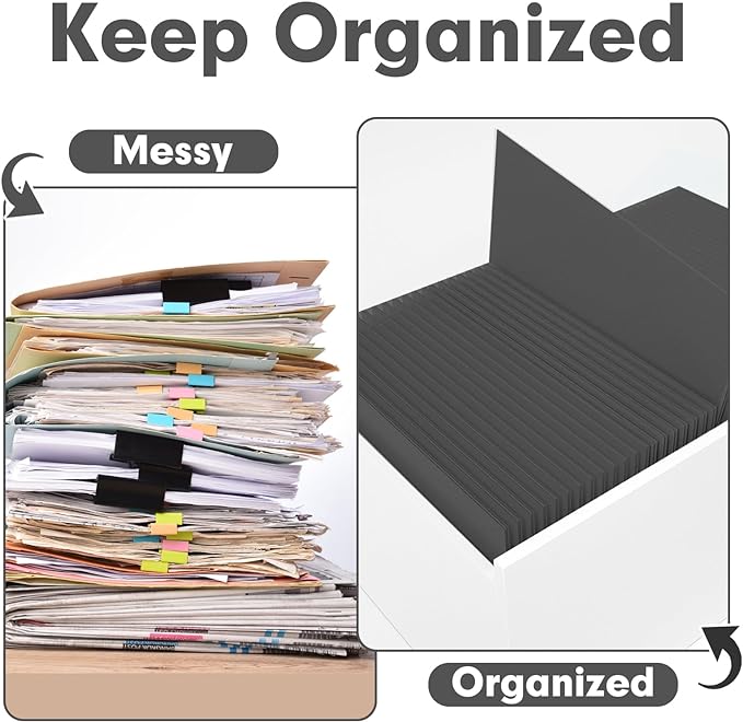 Two Pocket Folders, PANDRI 50 Pack 2 Pocket Folders, Letter Size Paper File Folder for School Office Home Business, Black