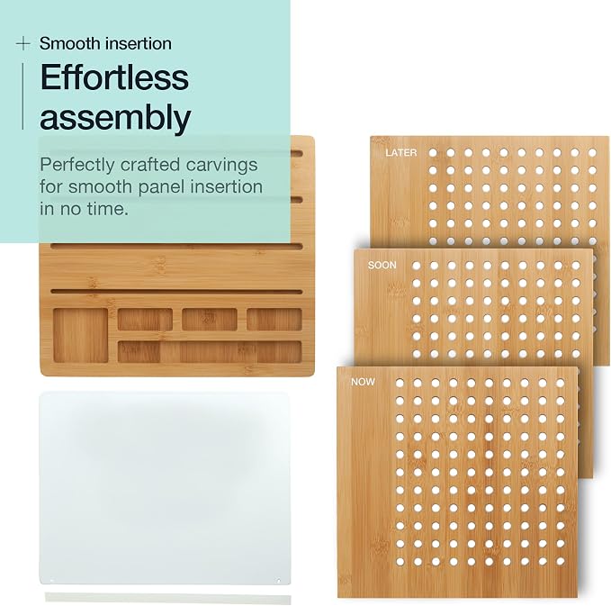 Bamboo Wood Desk Organizer: 3-Tier File Holder, Mail Organizer, Non-Slip Design, Effortless Assembly, Perfect for Desk System