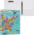 3 Ring Binder United States Map 1.5 inch Binders Three Ring Binders with Clipboard Fit 8.5'' x 11'' Paper 3 Interior PVC Clear Pockets for Office Supplies