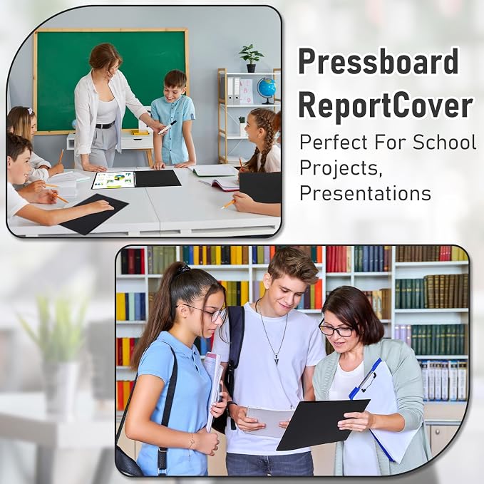 Resurhang 60 Pcs 11x17 Inch Pressboard Report Cover, 3" Capacity Presentation Binder Folder with Metal Prong Paper Fastener to Neatly Bind Reports Proposals Transcripts, Other Documents (Black)