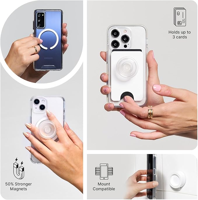 PopSockets Phone Grip for MagSafe, Magnetic Holder- Hammered Sun Black | Removable, For Kindle / Android / iPhone, With Magnet, Black, Electronic Accessories, For iPad/Kindle/iPhone/Android