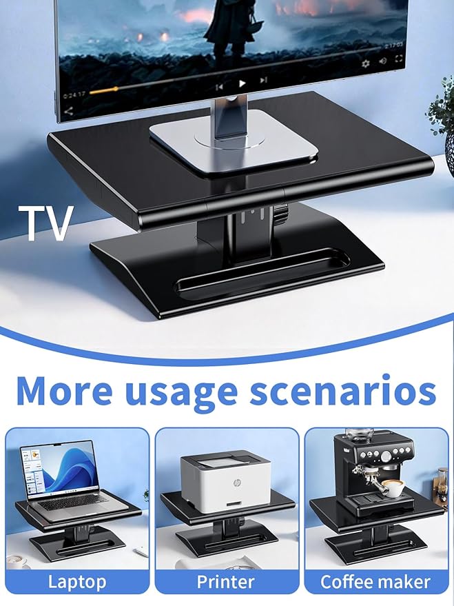 Computer Monitor Stand Riser for Desk,5.7-6.5 Inches Height Adjustable with Storage Drawer & Phone Holder,Workspace Desktop Organizer Monitor Stands Risers Shelf for Computer,Laptop,Printer,TV