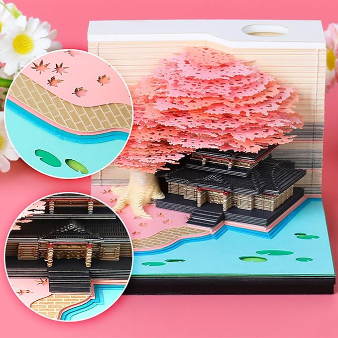 3D Time Piece Calendar, 2027 Desk Calendar With LED Light, 3d Tree Memo Pad Creative Desk Calendar, Christmas Gift for Colleague Friend, Desktop Decoration