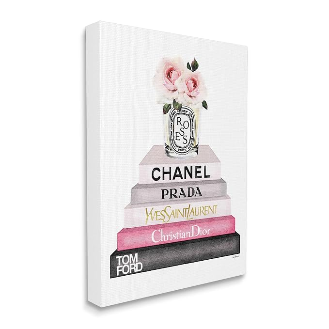 Stupell Industries Book Stack Fashion Candle, 36 x 48 Inch Canvas Wall Art | Stupell Industries · By Amanda Greenwood · Graphic art still life charm · Ready to hang · Made in USA