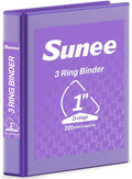 SUNEE 3 Ring Binder 1 Inch D Ring, Clear View Binder Three Ring PVC-Free (Fit 8.5x11 Inches) for School or Office Supplies, Dark Purple, 1 Pack