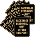 Portrait Round Backstage Personnel Only Beyond This Point Door or Wall Sign Easy Installation | Music | Concert | Festivals Sign (Black/Gold) - Small (10 Pack)