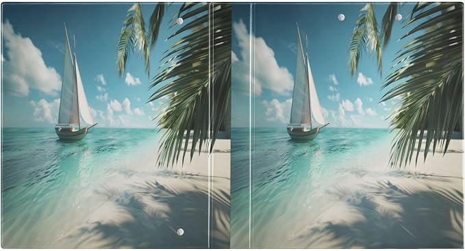 3 Ring Binder Sailboat Sunny Tropical Beach 1.5" Round Ring Binders View Binder with 200 Sheet for Women Men Office Kids School Supplies, 1 Pack