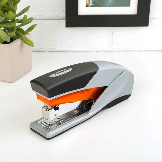 Swingline Stapler, 25 Sheet Capacity, Optima 25, Jam Free, Reduced Effort, Soft Grip, Orange and Gray (66402)