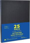 Binditek 12 Mil Sand-Textured Binding Covers, Letter Size, Black, 25 Pack | Plastic Binding Covers, 8.5" x 11", Subtle Matte Finish, Square Corners, Unpunched, Ideal for Business Reports and Proposals