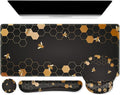 iCasso Honeycomb Mousepad 35.4"x15.7", Desk Protector for Workspace | Travel Mousepad Set with Keyboard Wrist Rest, Stylish Ergonomic Desk Pad for Computer Vanity Office Workspace Area