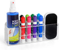 Strong magnetic dry-erase whiteboard holder, 8-slot acrylic pen organizer with glass and wall mounting hardware for refrigerator, office, and classroom. Markers, Eraser, Cleaner Not Included (Clear)