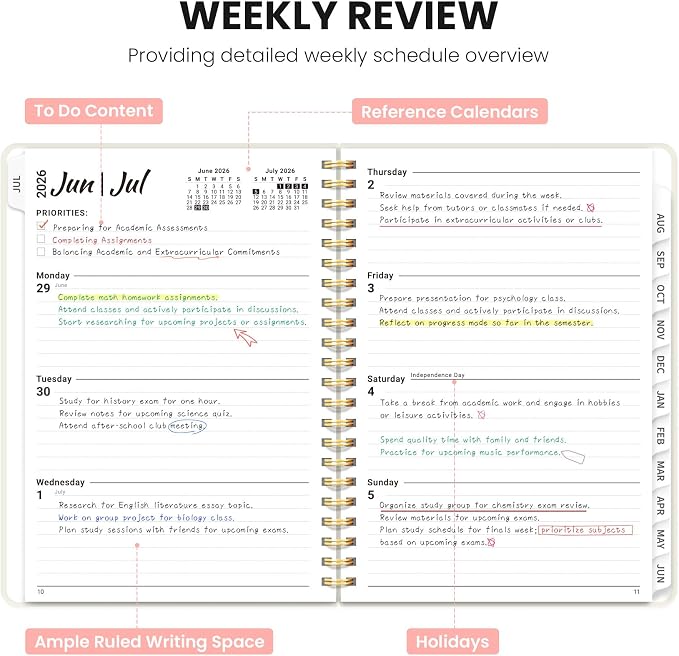 ZOTIA Planner 2026-2027, Jul 2026-Jun 2027 Weekly & Monthly Calendar