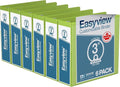 Easyview Premium 3-Ring Binders with Clear-View Covers and Round Rings, Binders for School or Office, 3 Inch, Pack of 6, Lime Green
