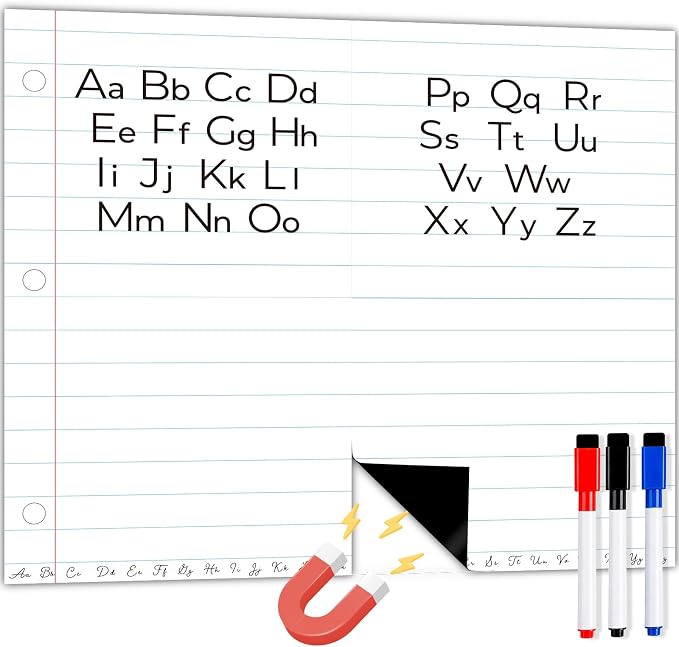 Giant Magnetic Notebook Paper for Classroom, 24 x 28 in Dry Erase Magnetic Lined Paper for Whiteboard, Reusable Magnetic Handwriting Paper for Teachers, Homeschool & Elementary School Supplies