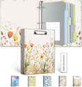 Mini Binder Organizer for 5.5" x 8.5" Paper ，1 Inch 3 Ring Binder with Clipboard, 5-Tabs Pockets Dividers, Plastic Folder, 18 Divider Stikers, Pen Loop (Weed, Half Letter Size)