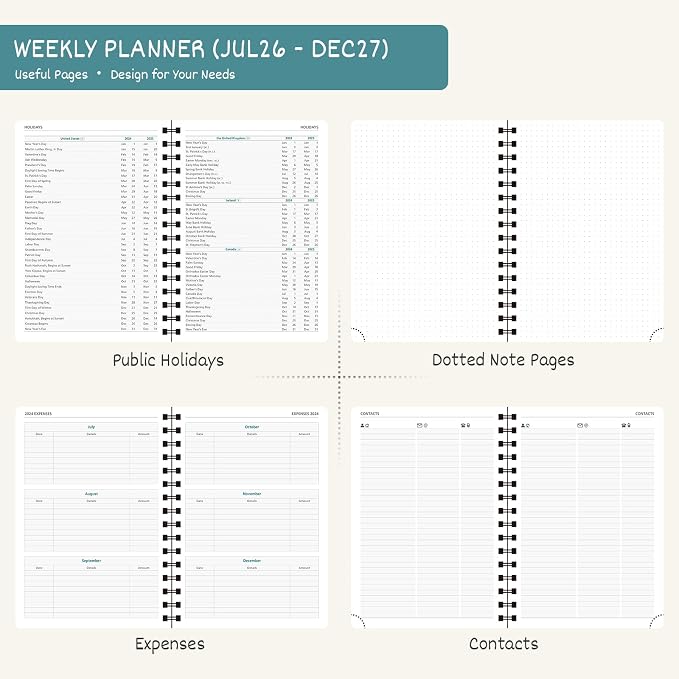 BEZEND Planner 2026-2027 Weekly and Monthly, Hourly Timeslot (A5-6"x8.5")