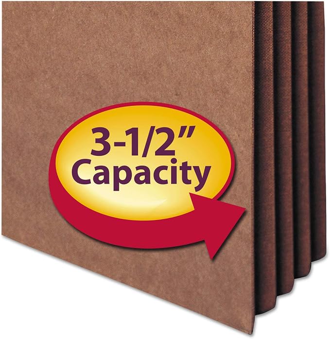 Smead TUFF® File Pocket, Straight-Cut Tab, 3-1/2" Expansion, Letter Size, Redrope, 10 per Box (73380)