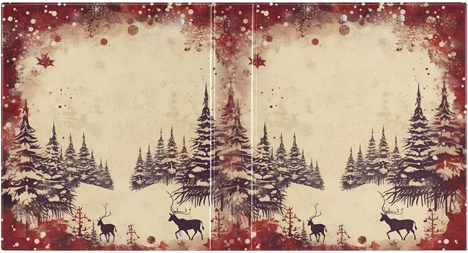 Retro Christmas Tree 3 Ring Binder with 2 Interior Pockets 1.5 inch Binders 3 Ring Heavy Duty Fit 8.5" x 11" Letter Size for Office School, 2 Pack