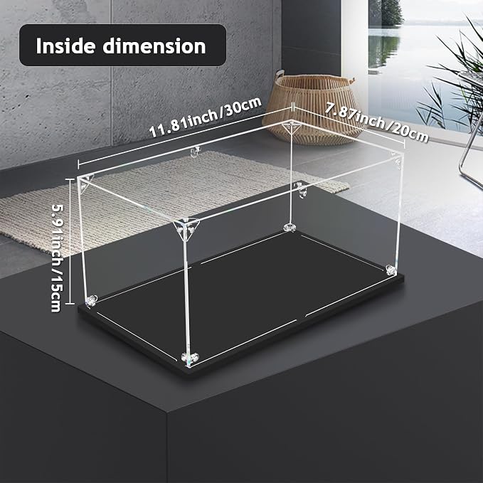 3MM Clear Acrylic Display Case,for 1:18 Car Scale Model(11.81x7.87x5.91 in) | dofopo 1:18 Scale Vehicle Model, Thickened Acrylic Display Box for Lego Model Cars Lego 42161 / 42138（ 1:18）