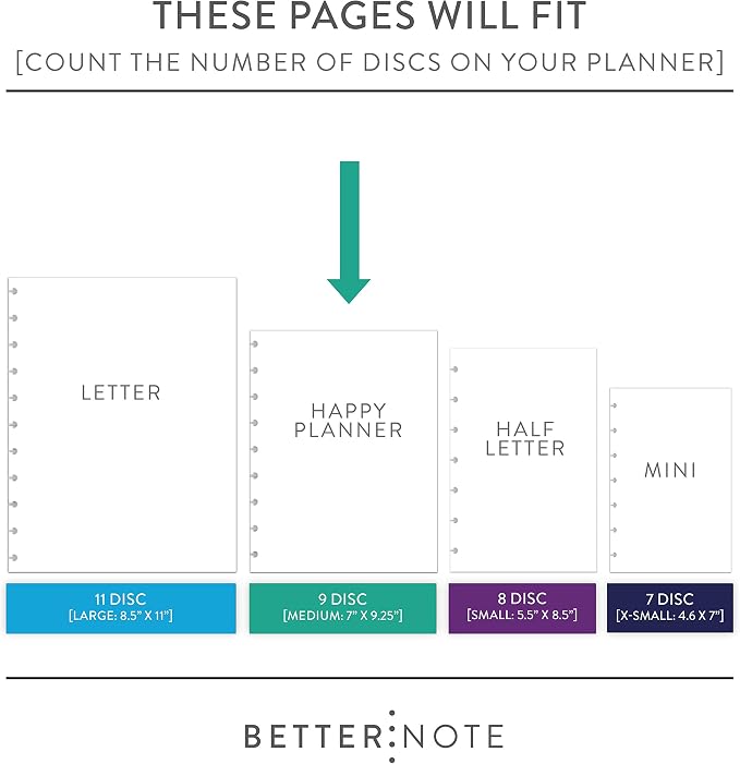 BetterNote COVER 9-Disc Planner Lightweight Durable MEDIUM Prism