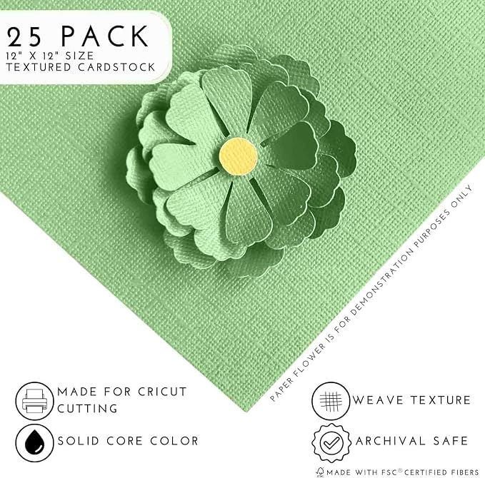 LIME SHERBET—12x12 Textured Cardstock | 80lb Textured Green Scrapbook Paper | Premium Cardstock for Cricut Cutting | 25 Sheets