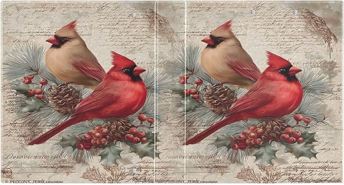 3 Ring Binder Cardinals Bird Pine Cone Christmas 1.5 inch Binders Three Ring Binders with Clipboard Fit 8.5'' x 11'' Paper 3 Interior PVC Clear Pockets for Office Supplies