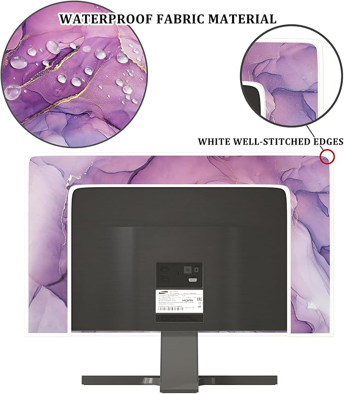 Baocicco Fashion Violet Marble Waterproof TV Dust Cover 70 Inch Anti-Static Dustproof Creative Design TV Screen Cover TV Screen Covers Sleeve Compatible with PC Desktop and TV LED LCD OLED