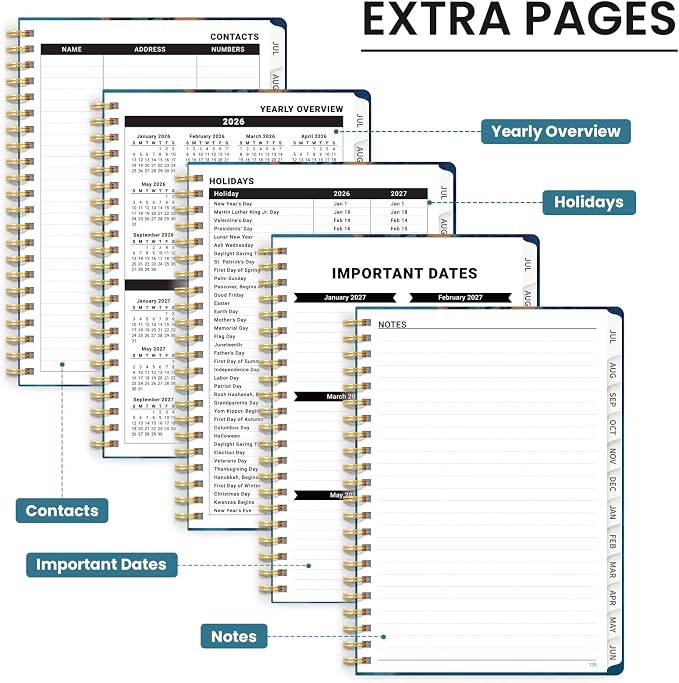 ZOTIA Academic Planner 2026-2027, Monthly & Weekly Jul 2026-Jun 2027 | Coastal Escape, 6.3" x 8.5" Calendar Planner for Women, Hardcover Pretty Organizer for Women, School Office Home Supplies