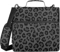Leopard Gray Black Pattern 3 Ring Zipper Binder with Shoulder Strap & Handle 1.5 Inch D-Ring Zippered Bag with Pencil Pouch,Expanding File Folder, Binder Organizer for School or Office