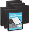 Blue Summit Supplies Small 3 Ring Binder for 5.5" x 8.5" Paper, Black 6 Pk | fits 5.5 x 8.5 in half letter paper, 1 in round rings, mini binder, clear pockets, for playbills, planners, recipes