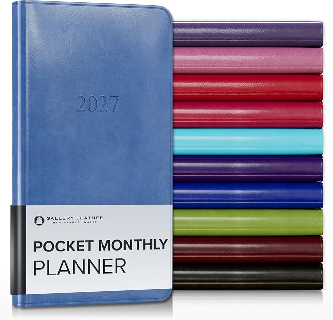 Gallery Leather Pocket Monthly Planner 2026-2027 Acadia Hydrangea